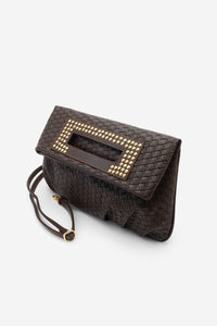 Kadın Zımbalı El Ve Omuz Çantası Panes - Kahve