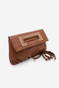 Kadın Zımbalı El Ve Omuz Çantası Panes - Taba