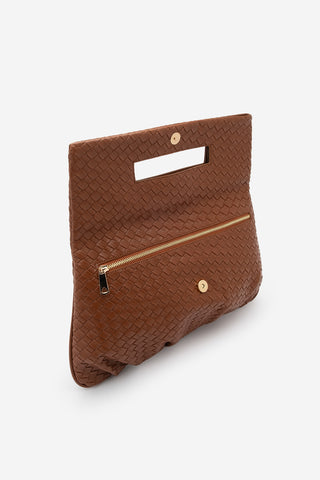 Kadın Zımbalı El Ve Omuz Çantası Panes - Taba