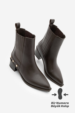 Kadın Sivri Burun Topuklu Bot Alura - Kahve