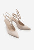 Kadın Stiletto Bilekten Bağlamalı Topuklu Ayakkabı Gisan - Bej Saten