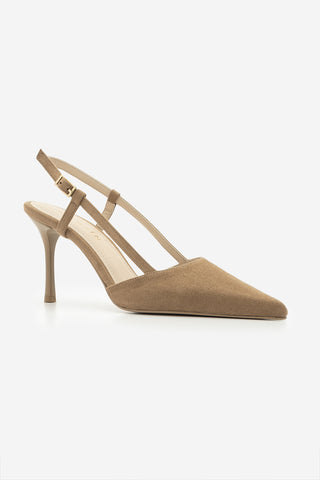 Kadın Stiletto Sivri Burun Klasik Topuklu Ayakkabı Tandor - Camel Süet