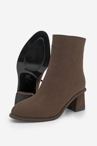 Kadın Arkadan Fermuarlı Topuklu Bot Atirya - Kahve Süet
