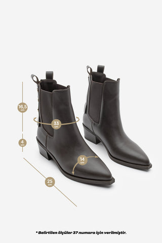 Kadın Arkadan Fermuarlı Western Bot Esoma - Kahve