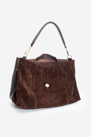 Kadın Hakiki Deri Omuz Çantası Ornis - Kahve Süet