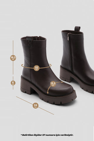 Kadın Hakiki Deri  Günlük Bot Fesko - Kahve