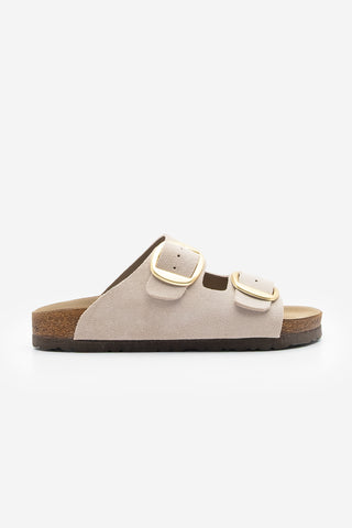 Kadın Hakiki Deri Eva Taban Günlük Terlik Poli - Bej