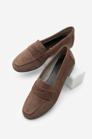 Kadın Hakiki Deri Loafer Ayakkabı Rosme - Kahve Süet