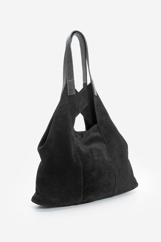 Kadın Hakiki Deri Omuz Çantası Filun - Siyah Süet