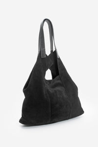 Kadın Hakiki Deri Omuz Çantası Filun - Siyah Süet