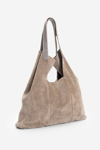 Kadın Hakiki Deri Omuz Çantası Filun - Vizon Süet