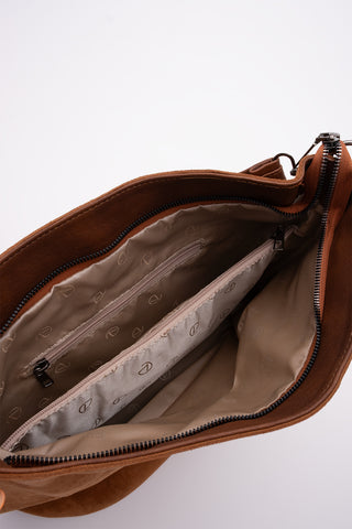 Kadın Hakiki Deri Omuz Çantası Olven - Taba Süet