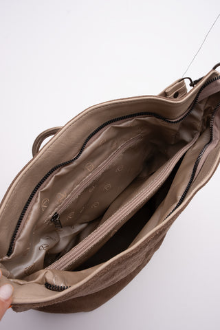 Kadın Hakiki Deri Omuz Çantası Olven - Vizon Süet