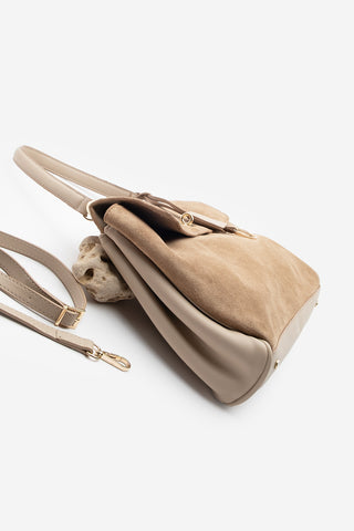 Kadın Hakiki Deri Omuz Çantası Rinyas - Vizon Süet