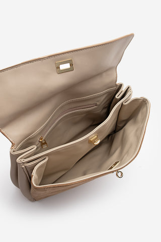 Kadın Hakiki Deri Omuz Çantası Rinyas - Vizon Süet