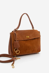 Kadın Hakiki Deri Omuz Çantası Rinyas - Taba Süet