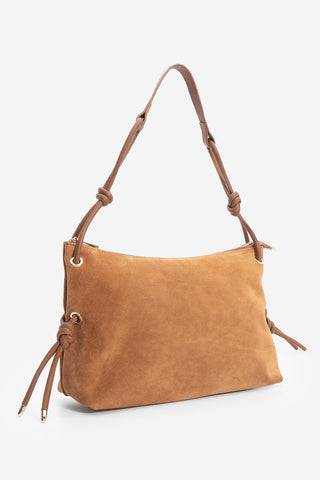 Kadın Hakiki Deri Omuz Çantası Teroze - Taba Süet