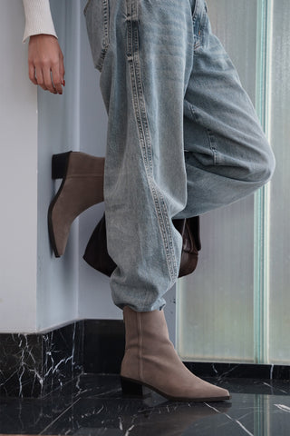 Kadın Sivri Burun Western Bot Vildo - Vizon Süet