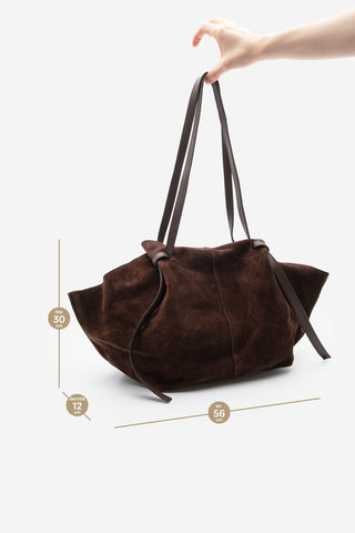 Kadın Hakiki Deri Omuz Çantası Yorita - Kahve Süet