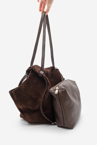 Kadın Hakiki Deri Omuz Çantası Yorita - Kahve Süet