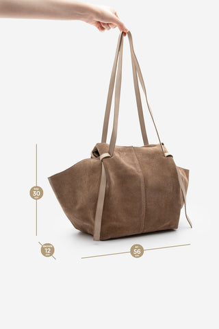 Kadın Hakiki Deri Omuz Çantası Yorita - Vizon Süet