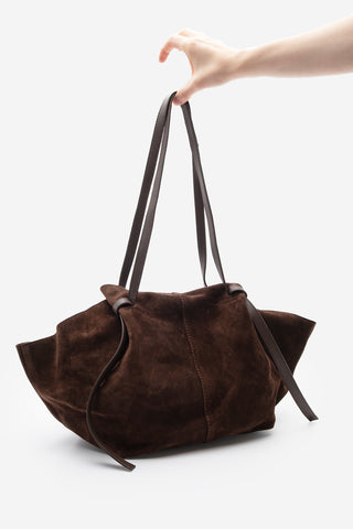 Kadın Hakiki Deri Omuz Çantası Yorita - Kahve Süet