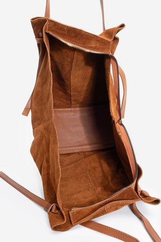 Kadın Hakiki Deri Omuz Çantası Yorita - Taba Süet