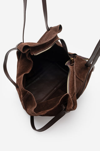 Kadın Hakiki Deri Omuz Çantası Yorita - Kahve Süet