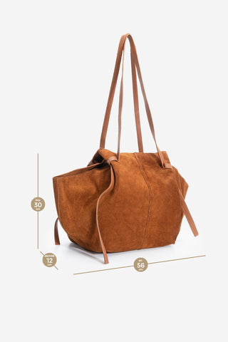 Kadın Hakiki Deri Omuz Çantası Yorita - Taba Süet