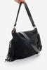 Kadın Hakiki Deri Püsküllü Omuz Çantası Soliga - Siyah Süet