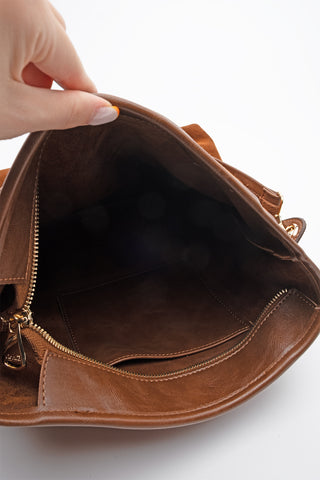 Kadın Hakiki Deri Püsküllü Omuz Çantası Soliga - Taba Süet