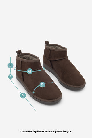 Kadın İçi Kürklü Günlük Bot Pasep - Kahve Süet