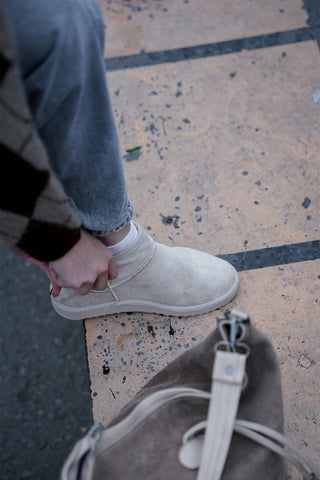 Kadın İçi Kürklü Günlük Bot Pasep - Bej Süet