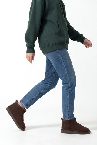 Kadın İçi Kürklü Günlük Bot Pasep - Kahve Süet