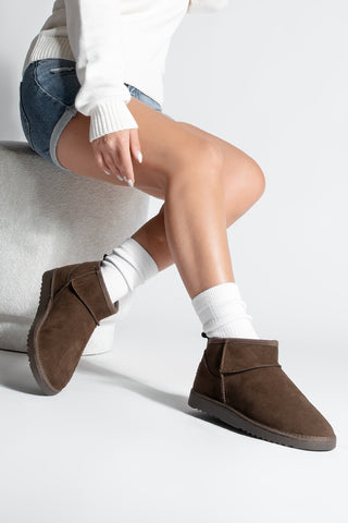 Kadın İçi Kürklü Günlük Bot Pasep - Kahve Süet