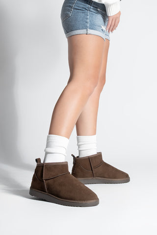 Kadın İçi Kürklü Günlük Bot Pasep - Kahve Süet
