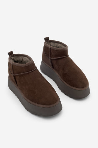 Kadın  İçi Kürklü Bot Tefis - Kahve Süet