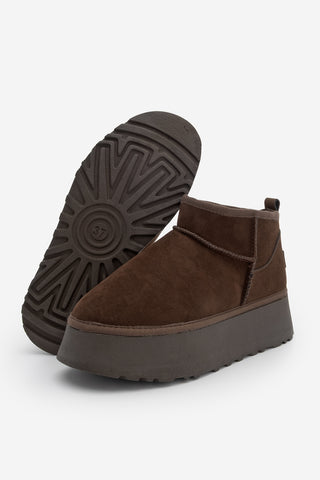 Kadın  İçi Kürklü Bot Tefis - Kahve Süet
