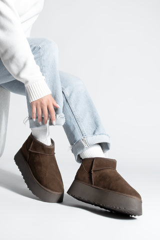 Kadın  İçi Kürklü Bot Tefis - Kahve Süet