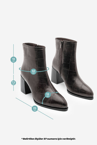 Kadın Kalın Topuklu Bot Verika - Kahve Croco