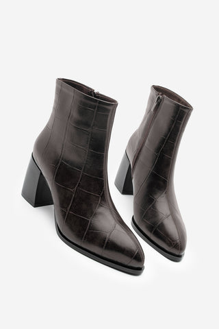 Kadın Kalın Topuklu Bot Verika - Kahve Croco
