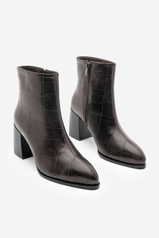 Kadın Kalın Topuklu Bot Verika - Kahve Croco