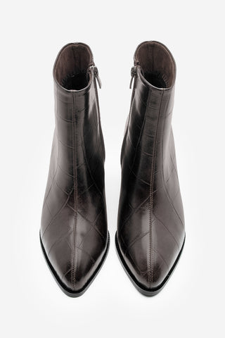 Kadın Kalın Topuklu Bot Verika - Kahve Croco