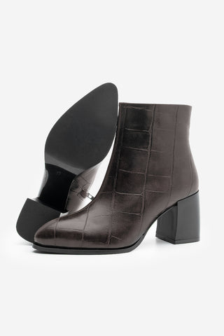 Kadın Kalın Topuklu Bot Verika - Kahve Croco