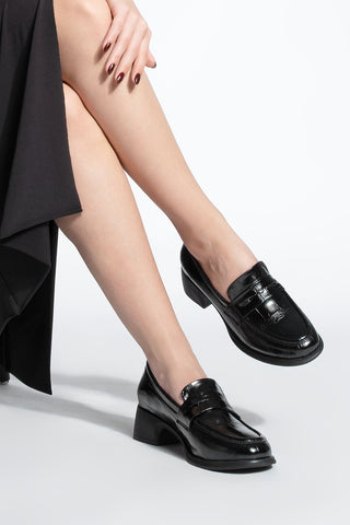 Kadın Loafer Günlük Topuklu Ayakkabı Nufit - Siyah