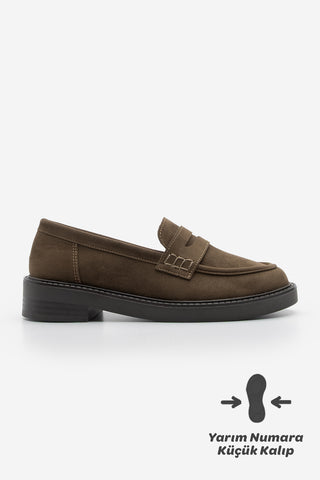Kadın Loafer Günlük Ayakkabı Fonle - Kahve Süet