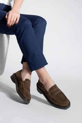 Kadın Loafer Günlük Ayakkabı Fonle - Kahve Süet