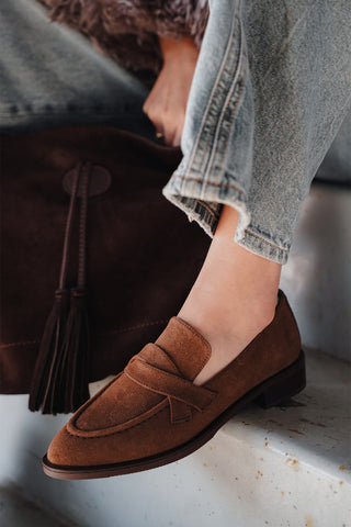 Kadın Loafer Günlük Ayakkabı Mendi - Kahve Süet