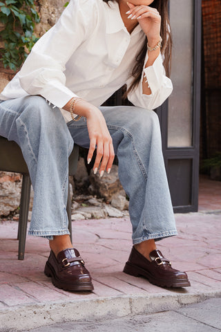 Kadın Loafer  Tokalı Günlük Ayakkabı Kinles - Kahve