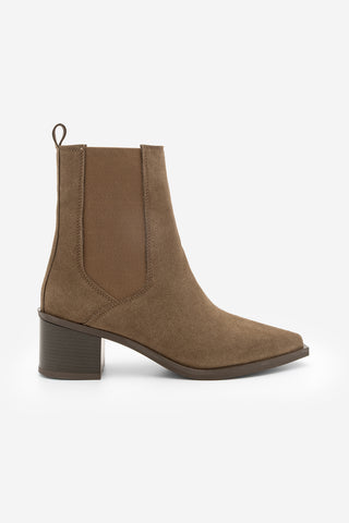 Kadın Sivri Burun Topuklu Bot Zefina - Kahve Süet